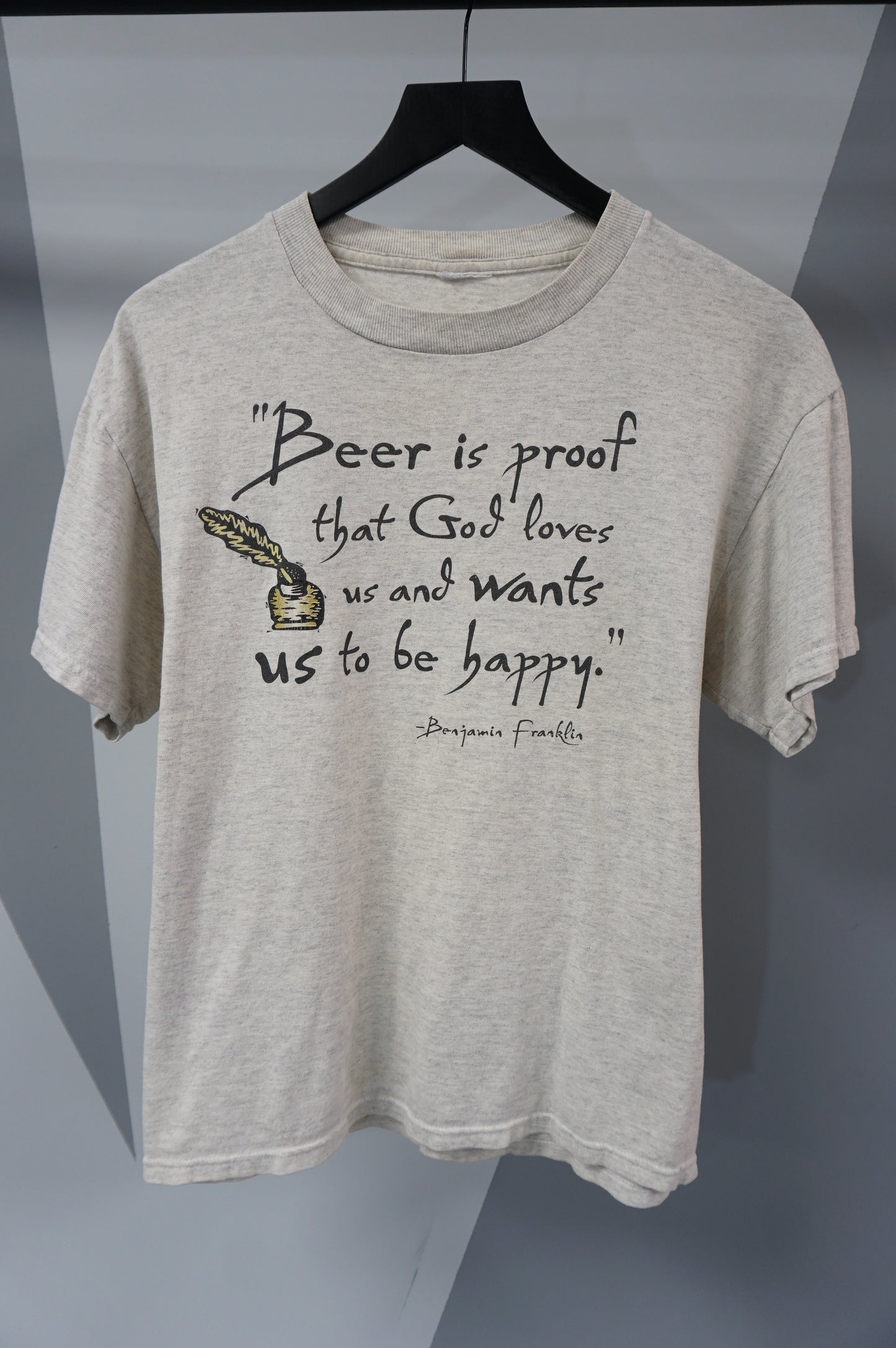 (M) Beer Is Proof That God Loves Us Ben Franklin T-Shirt