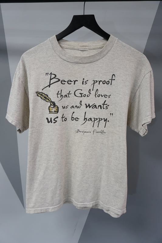 (M) Beer Is Proof That God Loves Us Ben Franklin T-Shirt