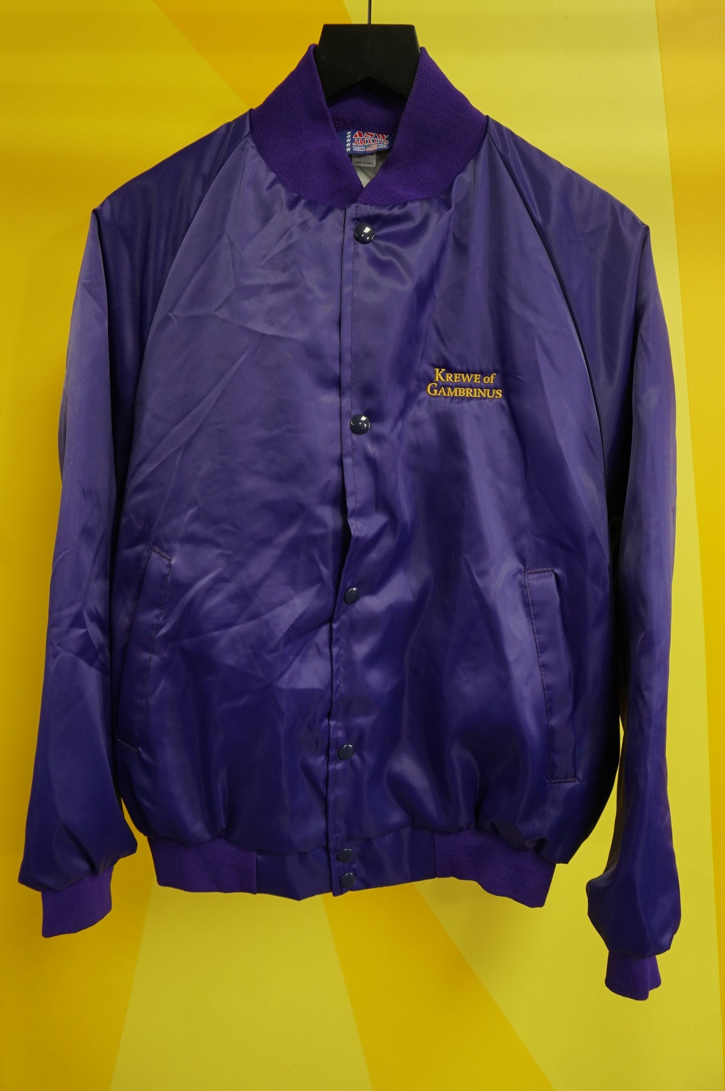 (M/L) Vtg Krewe of Gambrinus Galveston Mardi Gras Satin Jacket