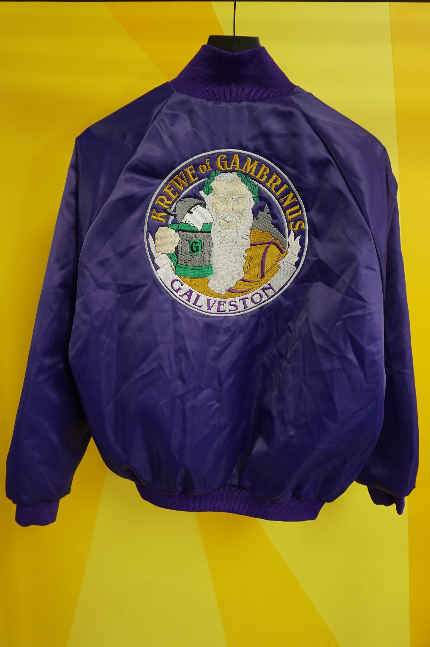 (M/L) Vtg Krewe of Gambrinus Galveston Mardi Gras Satin Jacket