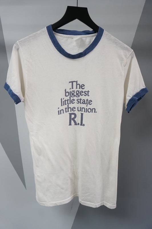 (M) The Biggest Little State Rhode Island Single Stitch Ringer T-Shirt