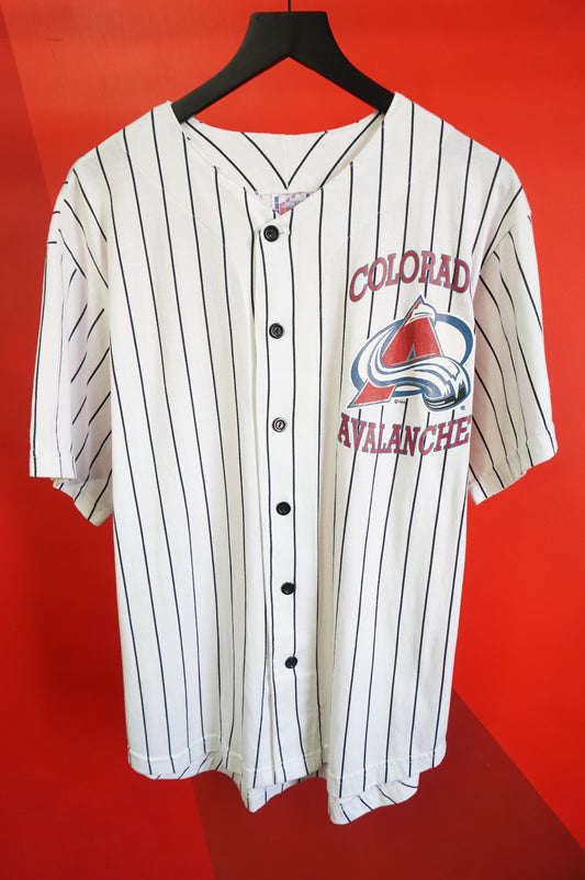 (XL) Vtg Colorado Avalanche Pinstripe Baseball Jersey