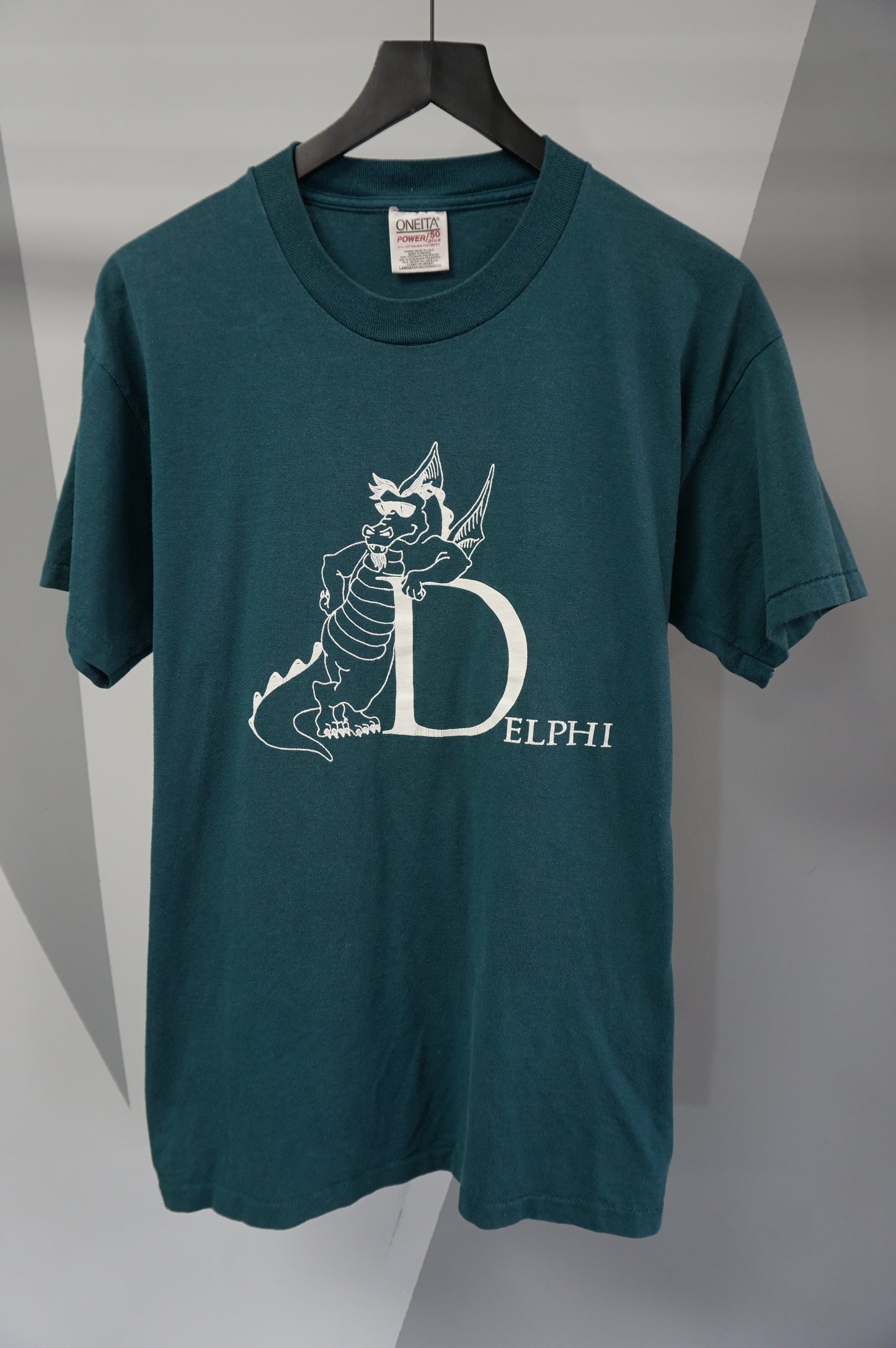 (L) Vtg Delphi Software Single Stitch Dragon T-Shirt