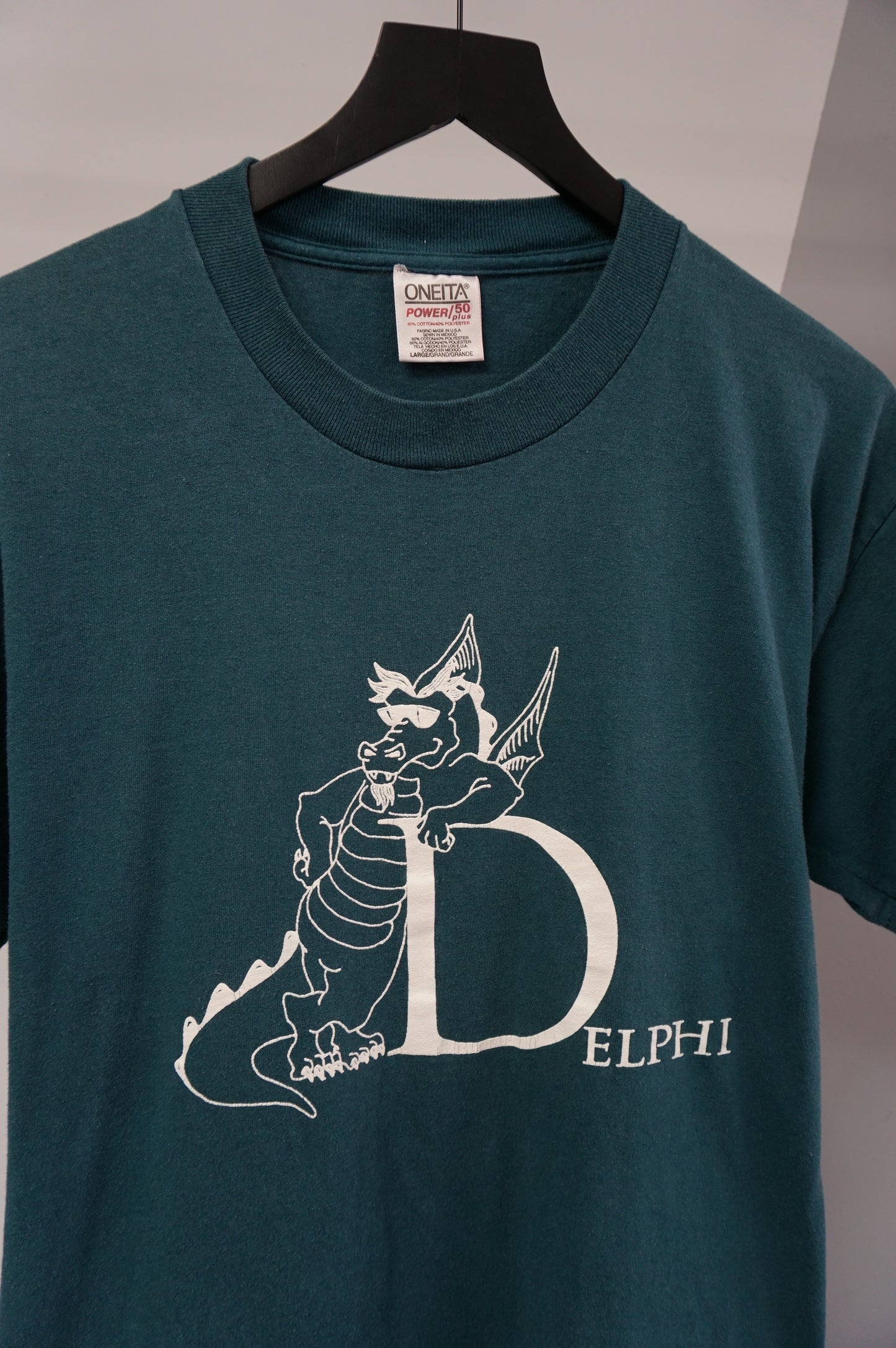 (L) Vtg Delphi Software Single Stitch Dragon T-Shirt