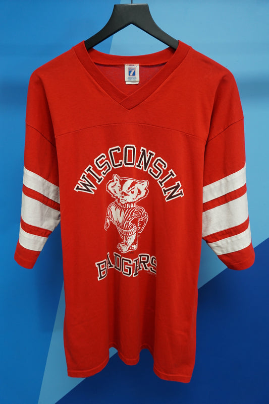 (XL) Vtg Wisconsin Badgers Single Stitch Jersey T-Shirt