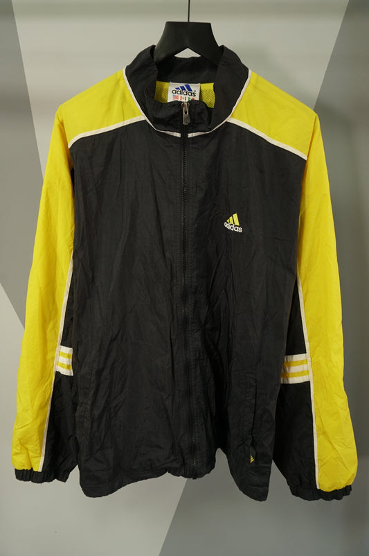 (L/XL) Black & Yellow Vtg Adidas Windbreaker