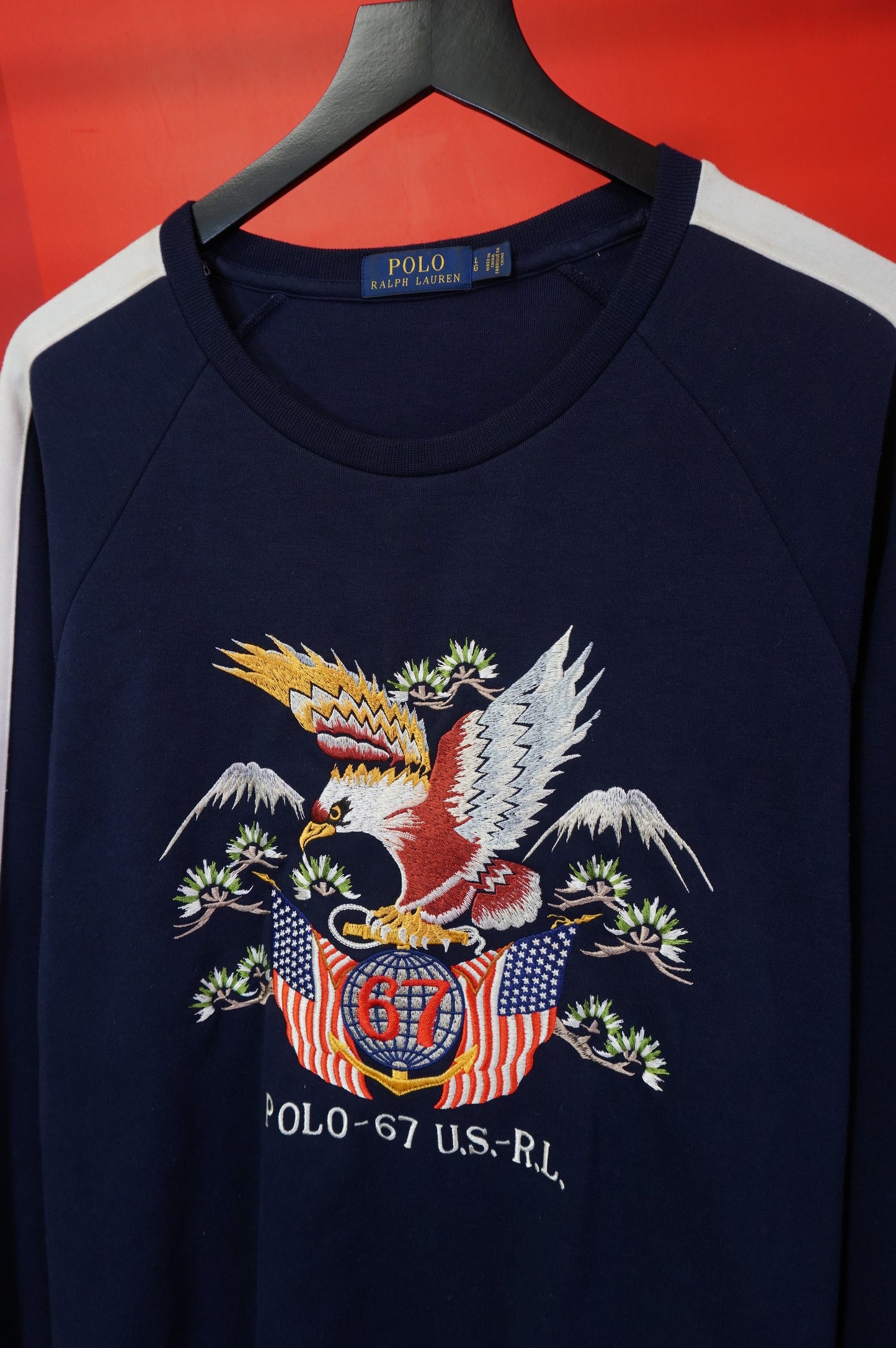 (L) Patriotic Ralph Lauren Embroidered Eagle Crewnecm