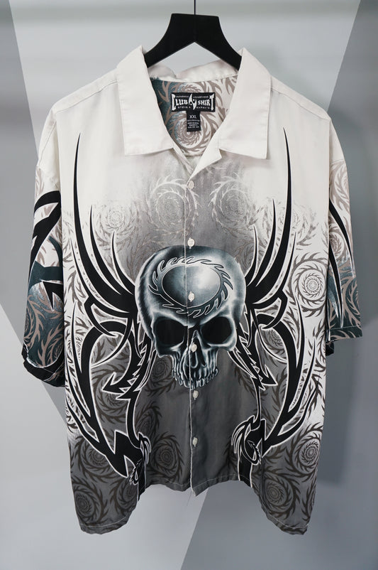 (XL/XXL) Y2K Skull Button Up Shirt