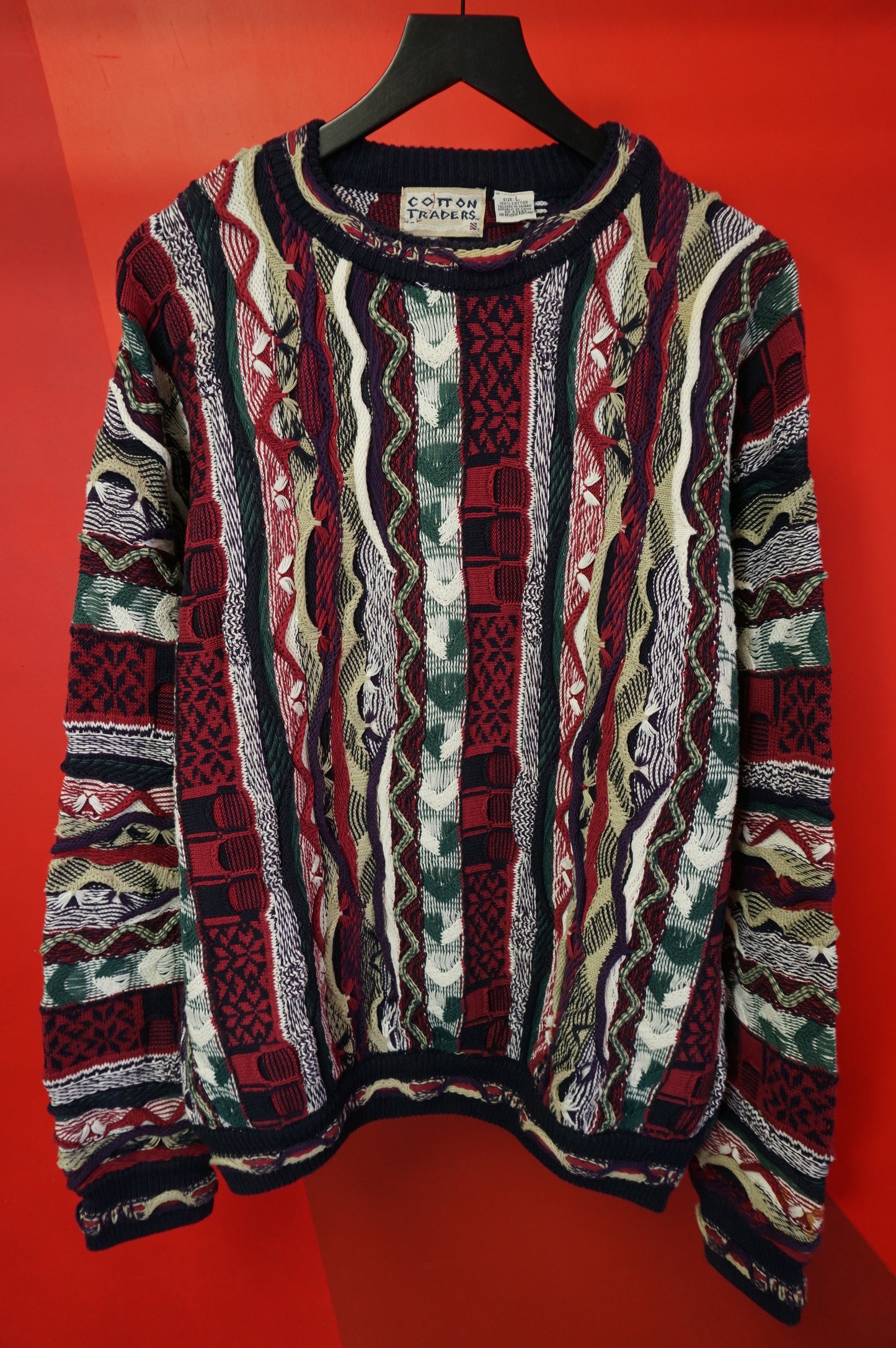 (L) Vtg Coogi-esque Cotton Traders Knit Sweater