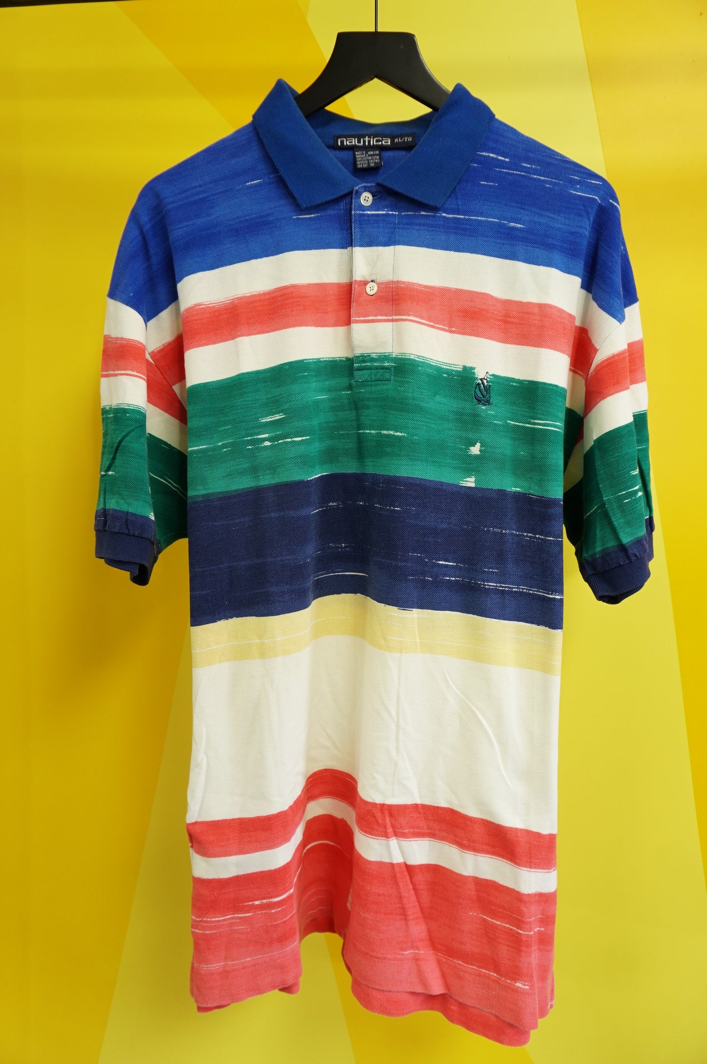 (XL) Vtg Nautica Striped Polo Shirt