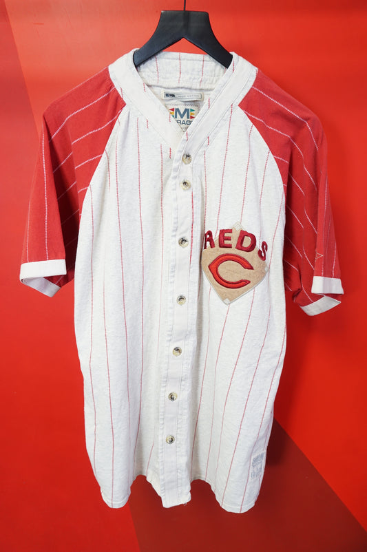 (L) Vtg Cincinnati Reds Pinstripe Jersey