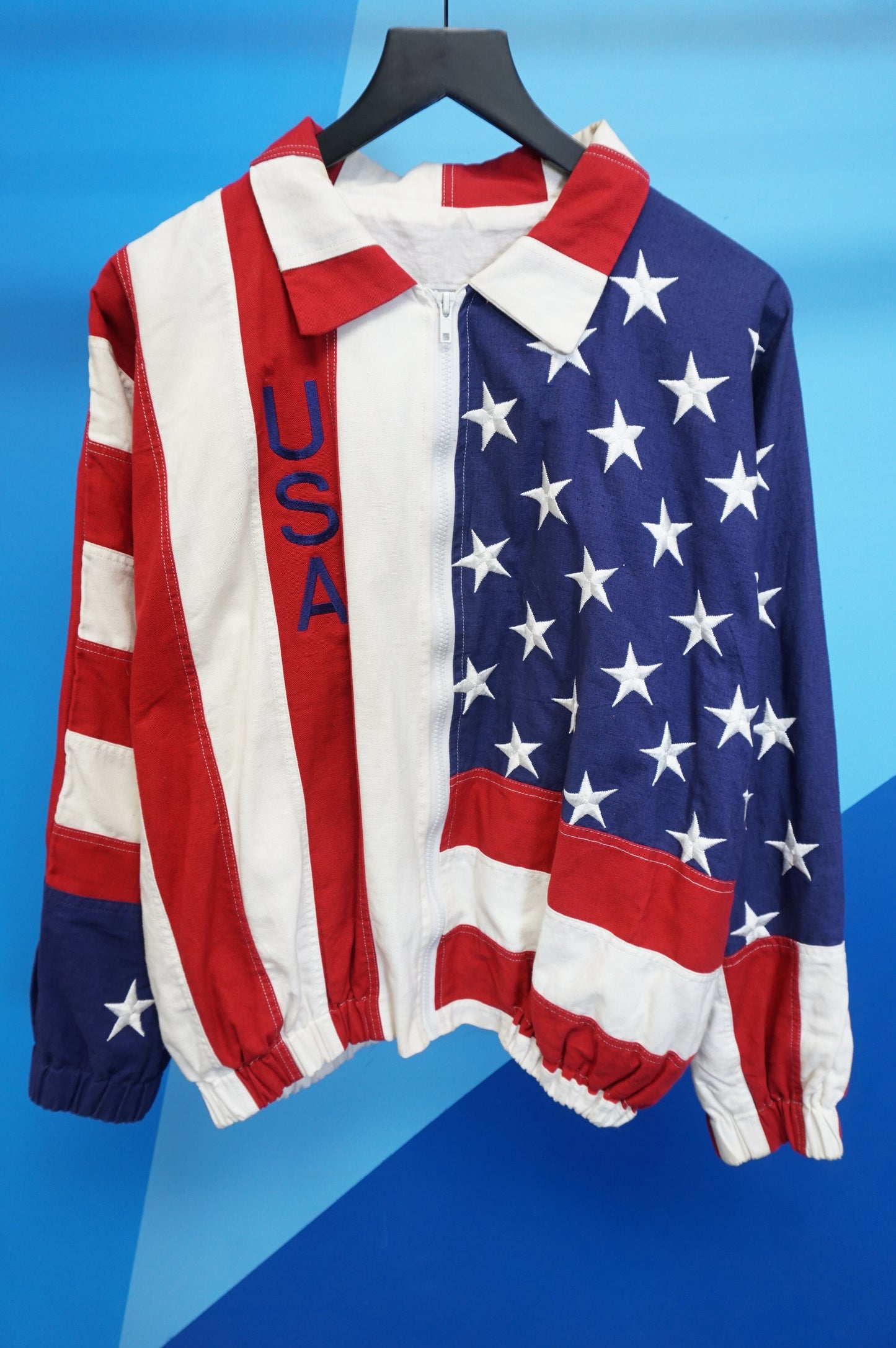 (M/L) Vtg Prospector American Flag Jacket