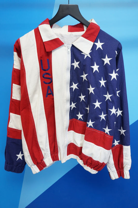 (M/L) Vtg Prospector American Flag Jacket