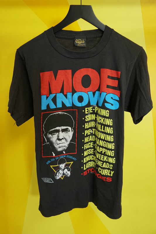 (S/M) 1990 Moe Knows Single Stitch 3 Stooges T-Shirt