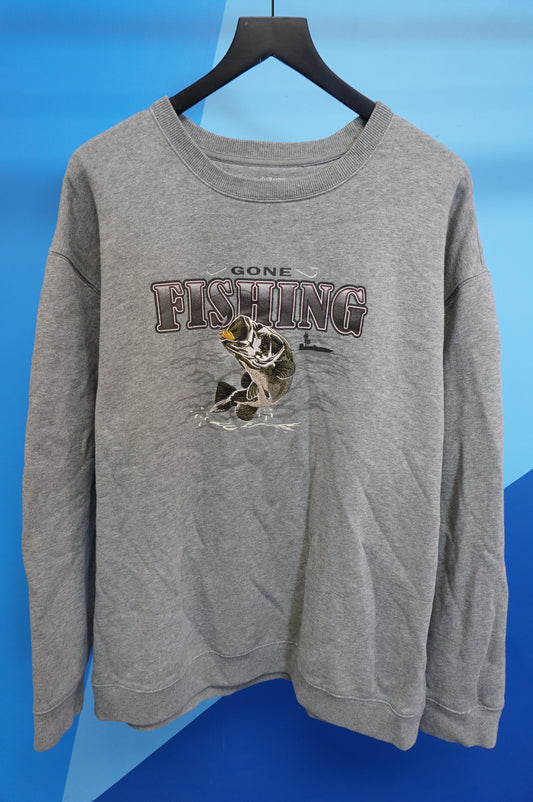 (L/XL) Gone Fishing Bass Crewneck