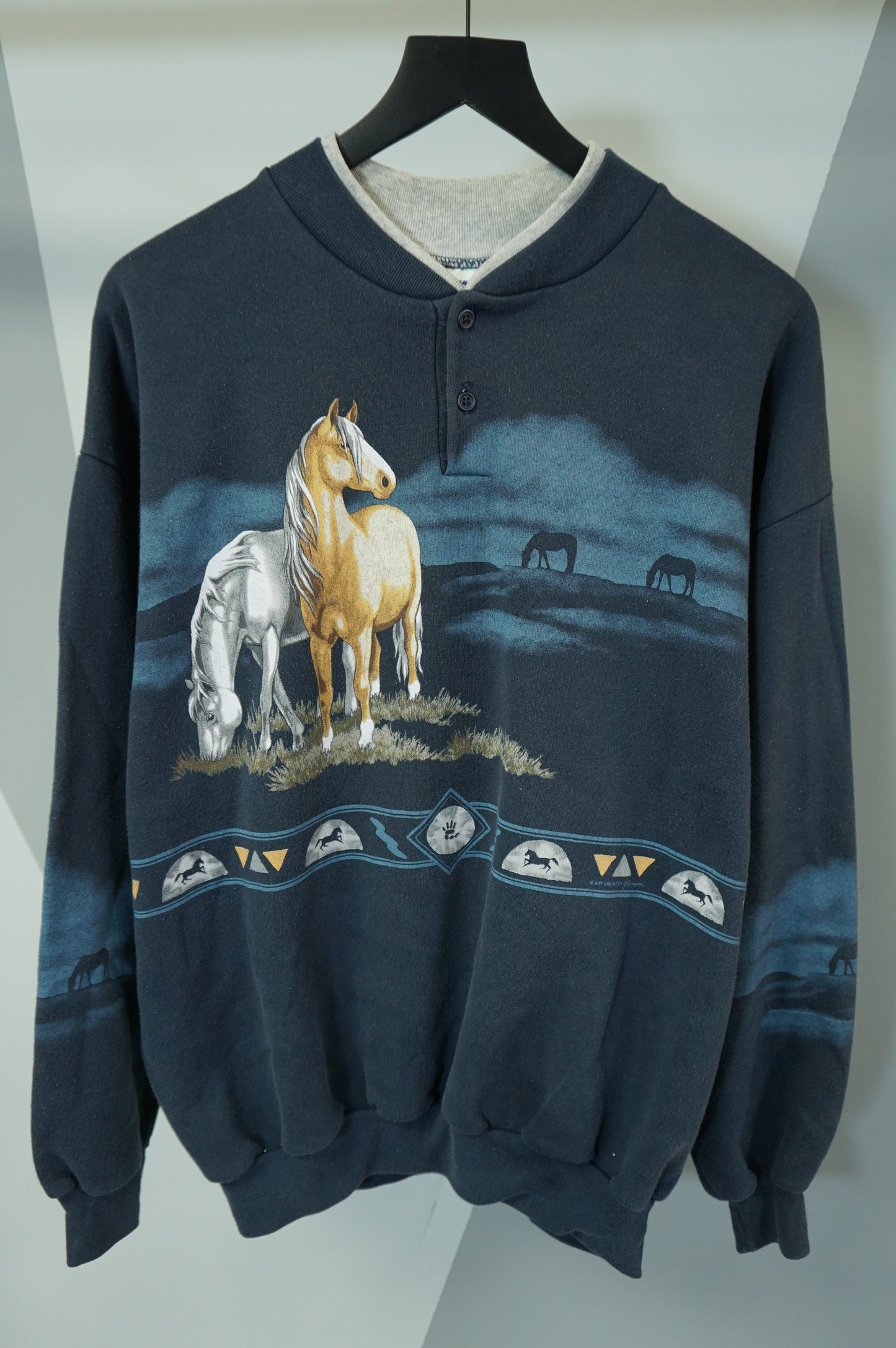 (L) Vtg Art Unlimited Horse Crewneck