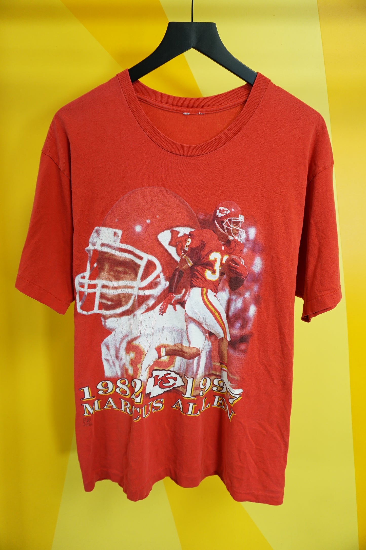 (L) 1997 Marcus Allen Kansas City Chiefs Single Stitch T-Shirt