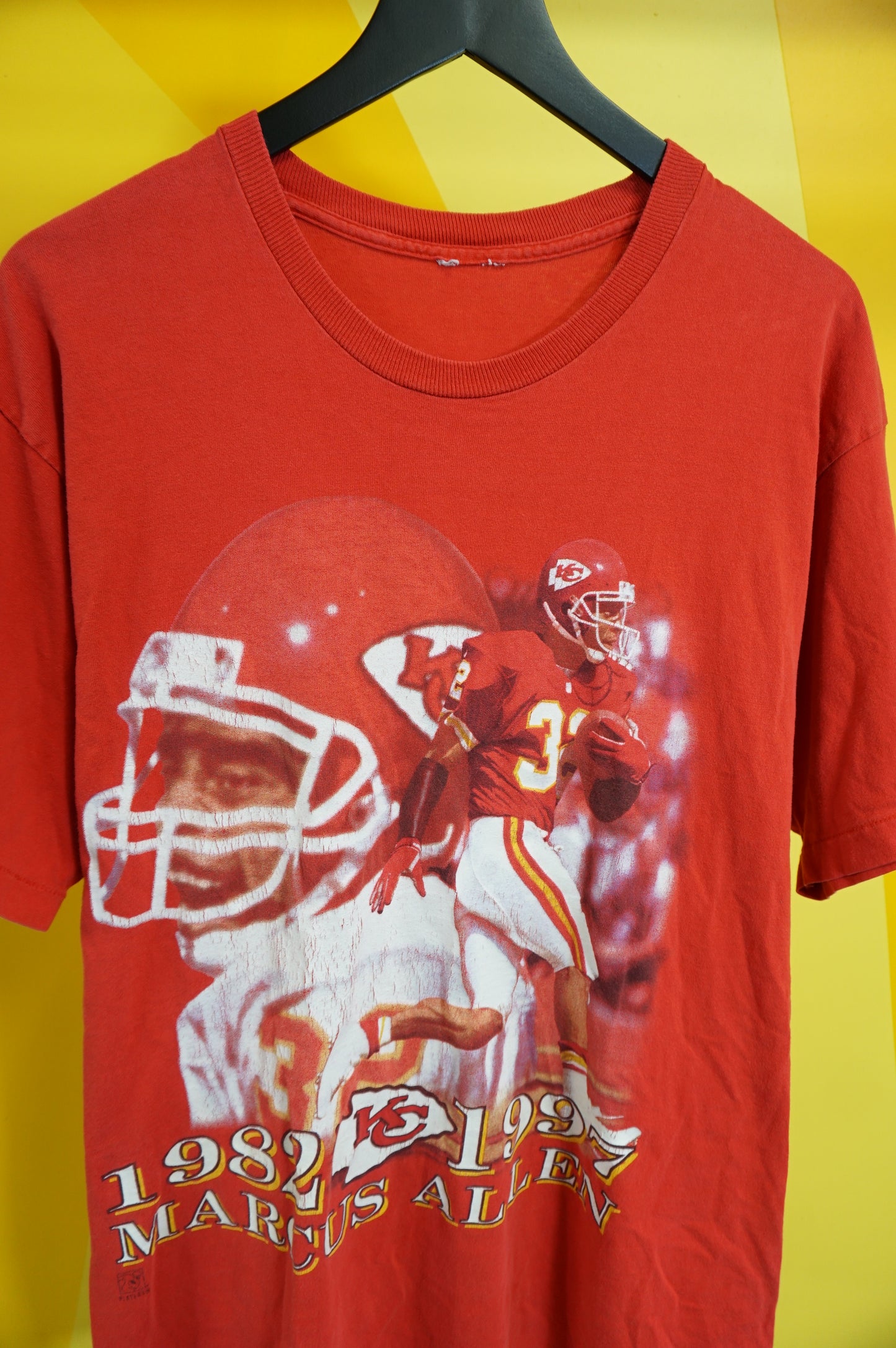 (L) 1997 Marcus Allen Kansas City Chiefs Single Stitch T-Shirt