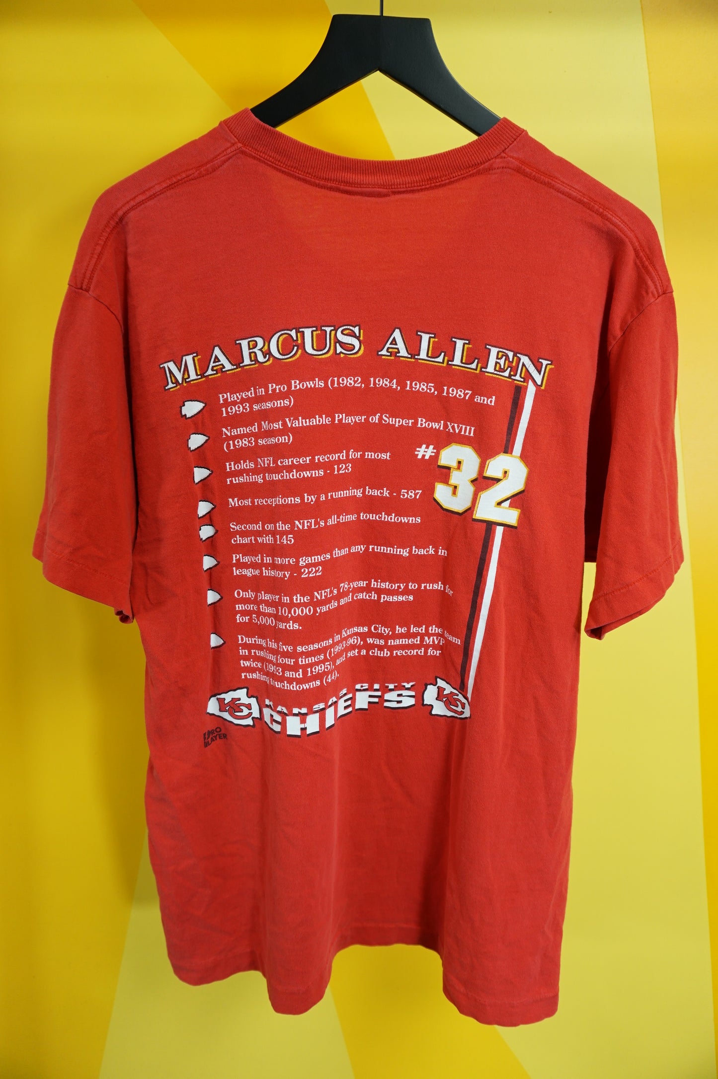 (L) 1997 Marcus Allen Kansas City Chiefs Single Stitch T-Shirt