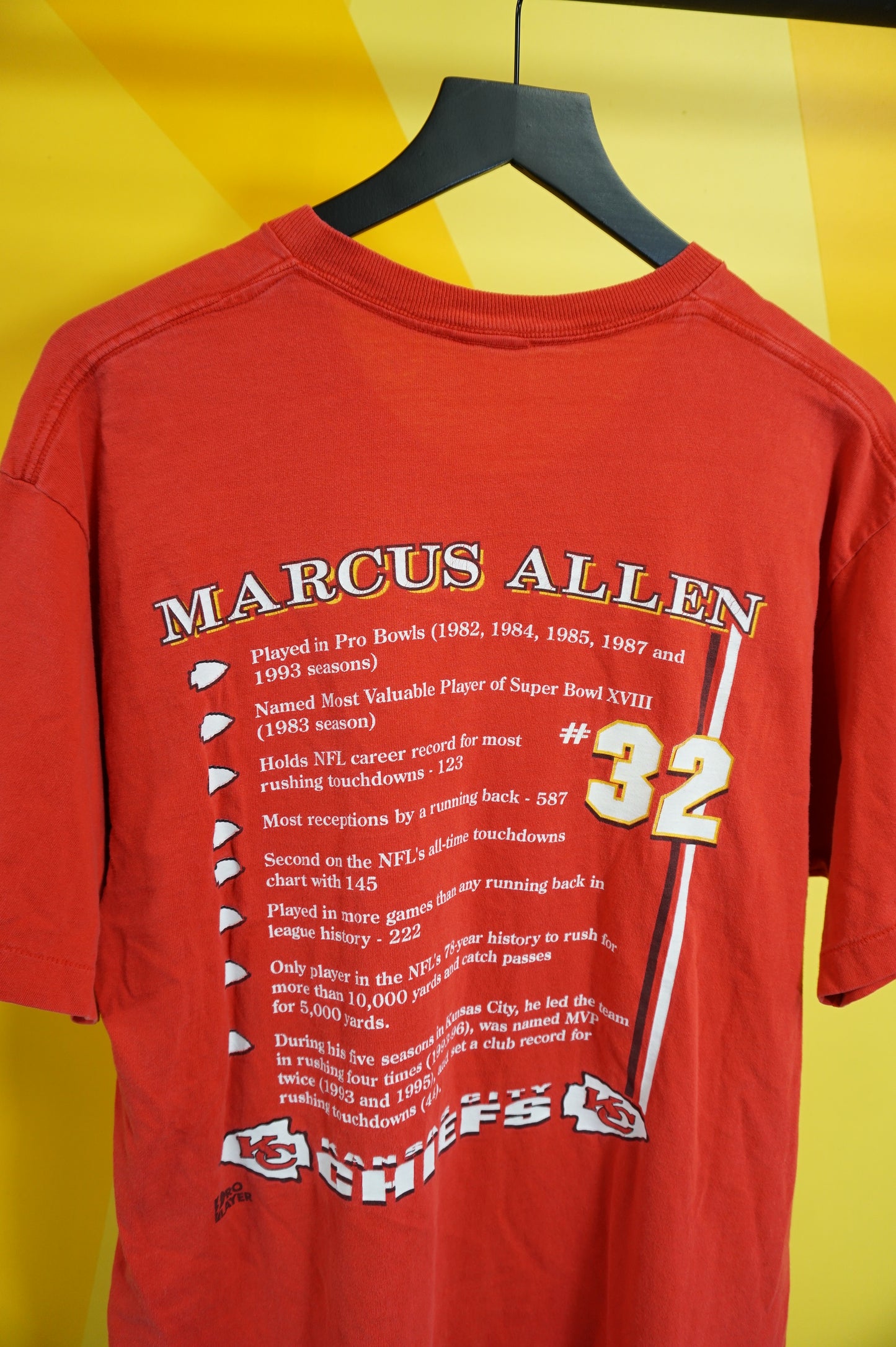 (L) 1997 Marcus Allen Kansas City Chiefs Single Stitch T-Shirt