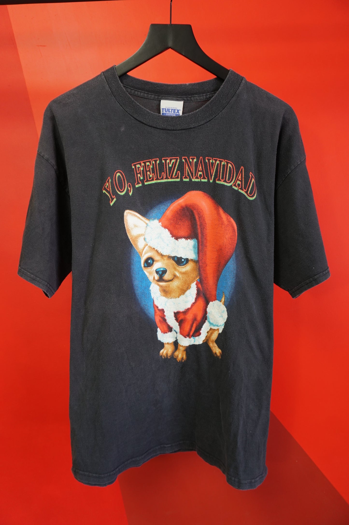 (L/XL) Yo, Feliz Navidad Vtg Chihuahua T-Shirt