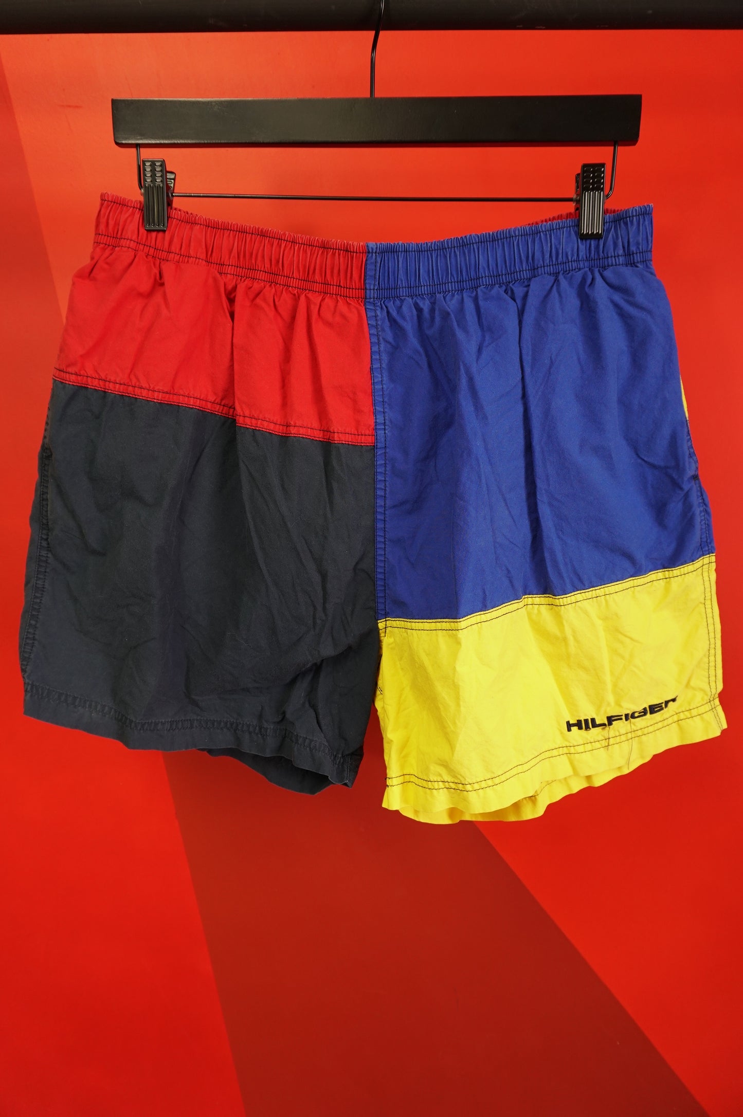 (XL) 90s Tommy Hilfiger Color Block Swim Trunks