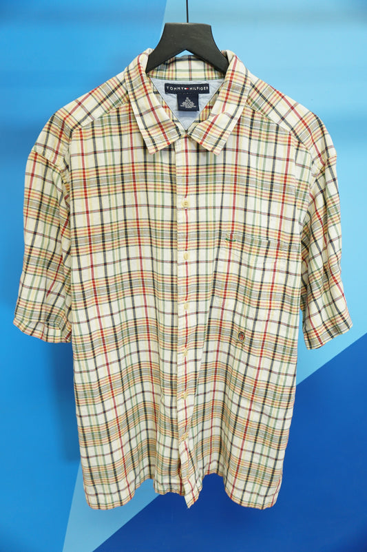 (XL) Vtg Tommy Hilfiger Plaid Button Up Shirt