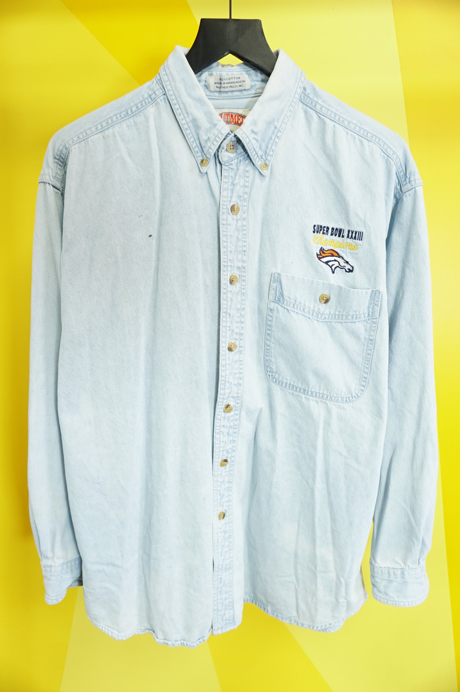 L) Denver Broncos Super Bowl 33 Champs Button Up Shirt – Thrift Heaven Vintage L) Denver Broncos Super Bowl 33 Champs Button Up Shirt – Thrift Heaven Vintage