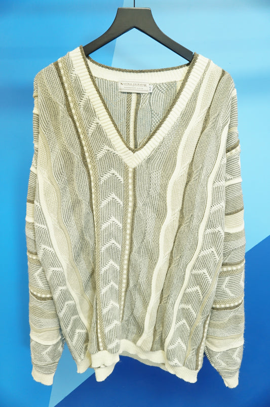 (XL) Natural Exchange Coogi-esque Knit Sweater