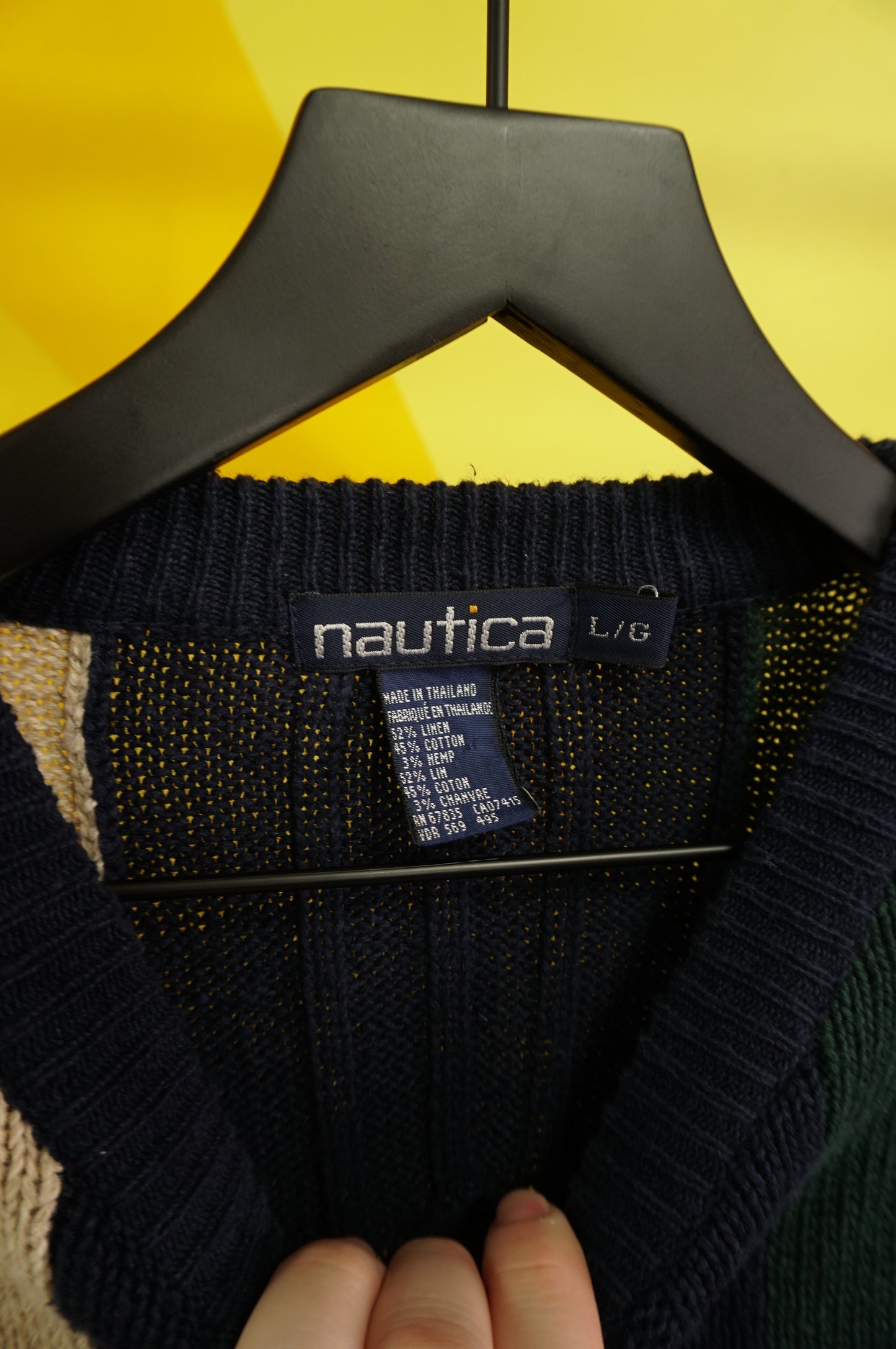 (L) Vtg Nautica Color Block Knit Sweater