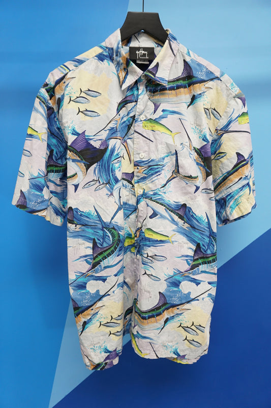 (XL) Vtg Guy Harvey Fish Button Up Shirt