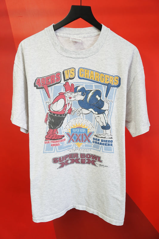 (XL) 1994 49ers vs Chargers Super Bowl 24 Single Stitch T-Shirt