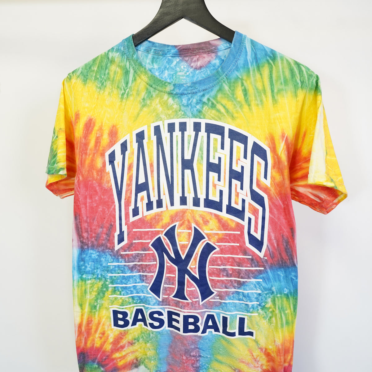 (S) Stitches MLB New York Yankees Baseball Tie Dye T-Shirt Mens Small Rainbow Hippie