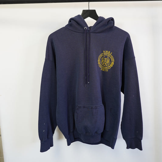 (XL) Vintage 80s Discus Athletic US Navy Deep Sea Divers Hoodie Navy XL Distressed