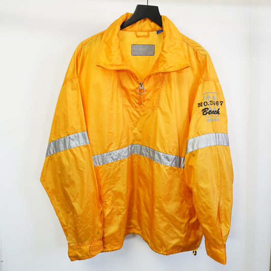 (L-XL) Vintage American Eagle Orange Ripstop Windbreaker Y2K Gorpcore Quarter Zip Large