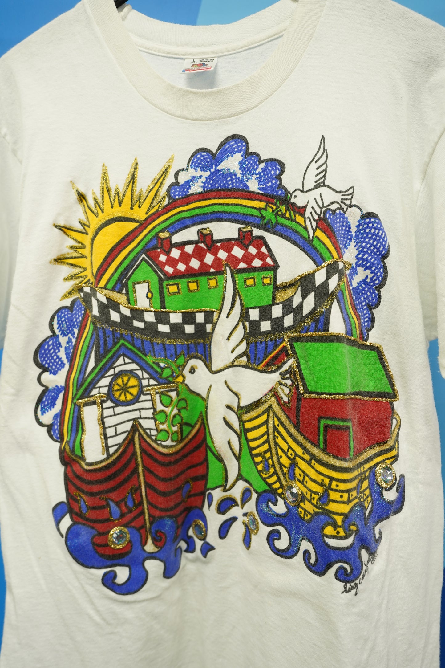 (L) 90s Noah's Ark Grandmother Biblical Custom T-Shirt