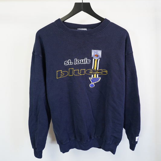 (L) Vintage Logo Athletic St Louis Blues NHL Men's L Sewn Sweatshirt Navy