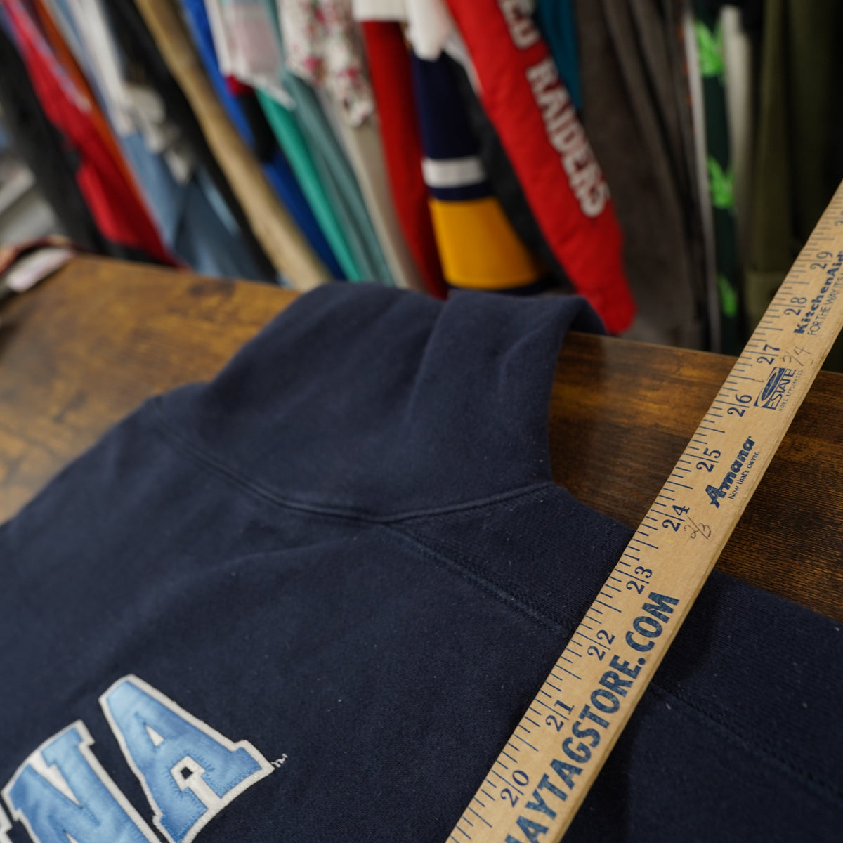 (L) Champion Reverse Weave Carolina Sewn Spellout Sweatshirt Navy Blue Mens Large