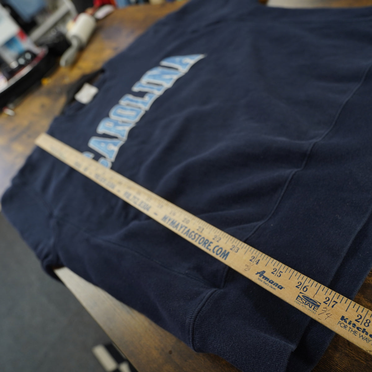 (L) Champion Reverse Weave Carolina Sewn Spellout Sweatshirt Navy Blue Mens Large
