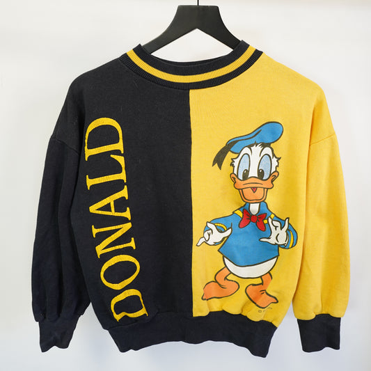 (Kids S) Vintage Disney Wear Donald Duck Sweatshirt Kids Small 90s Made in USA Colorblock