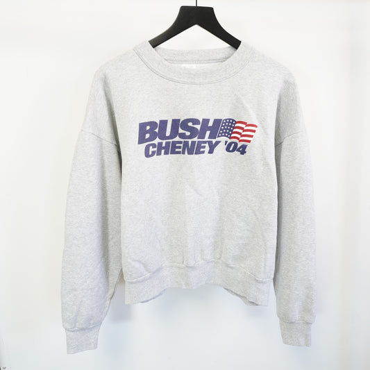 (XL) Vintage George Bush Cheney 2004 Political Sweatshirt Y2K Retro Gray Crewneck XL