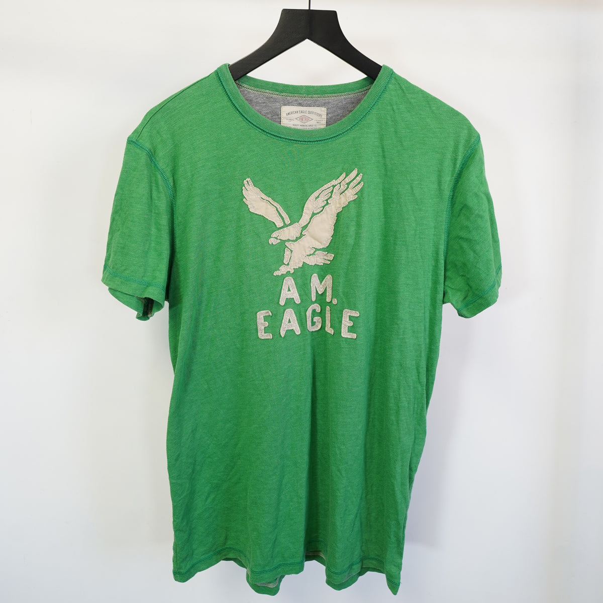 (L) American Eagle Outfitters Mens Green Graphic T-Shirt Y2K Mallcore Sewn L