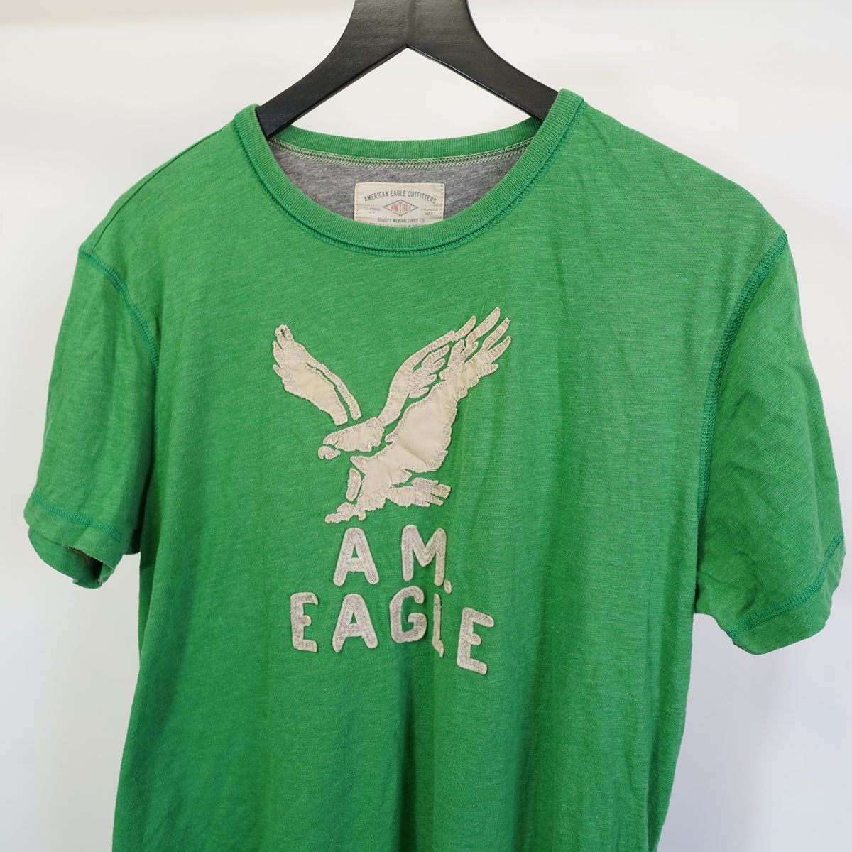 (L) American Eagle Outfitters Mens Green Graphic T-Shirt Y2K Mallcore Sewn L