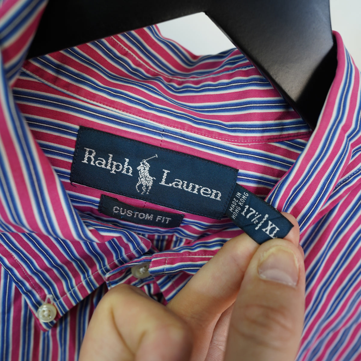 (XL) Vintage Polo Ralph Lauren 90s Striped Button Up Shirt Mens XL Preppy Red Blue