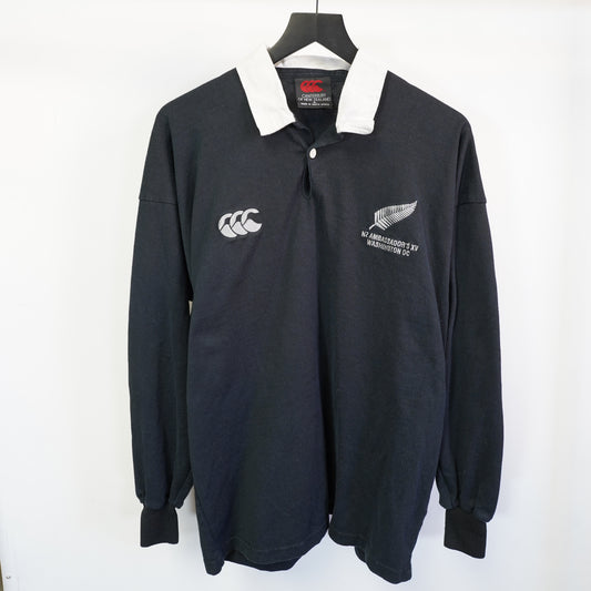 (XL) Vintage Canterbury New Zealand All Blacks Rugby Shirt Mens XL Black