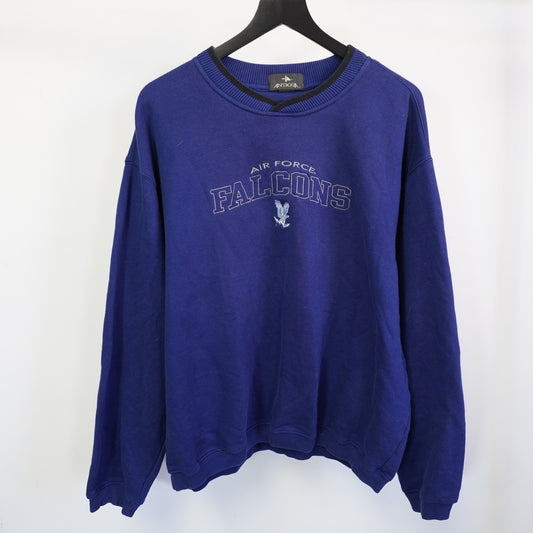(XL) Vtg Air Force Falcons Sweatshirt Mens XL Blue 90s Embroidered Pullover V-Neck