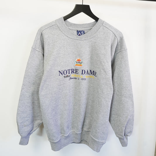 (XL) Vintage Notre Dame Fiesta Bowl 2001 Sweatshirt Gray Embroidered XL