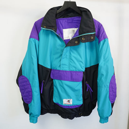 (M) Vintage Golden Team Himalayas Ski Jacket 90s Retro Puffer Aqua Purple Mens M