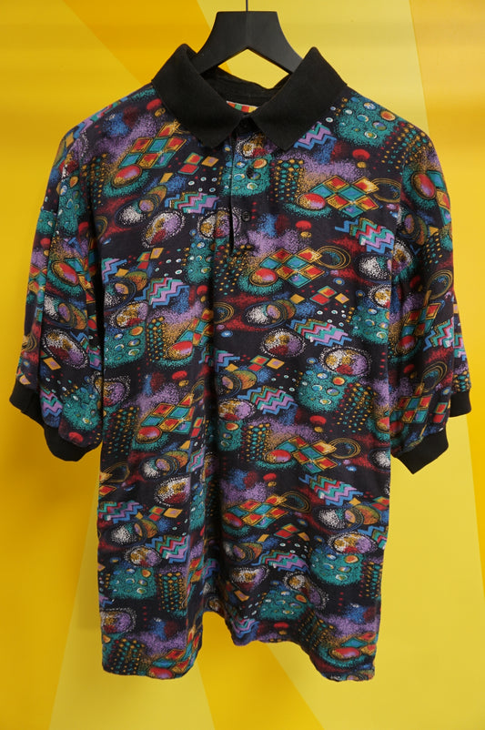 (L/XL) Crazy 90s Multicolor Polo Shirt