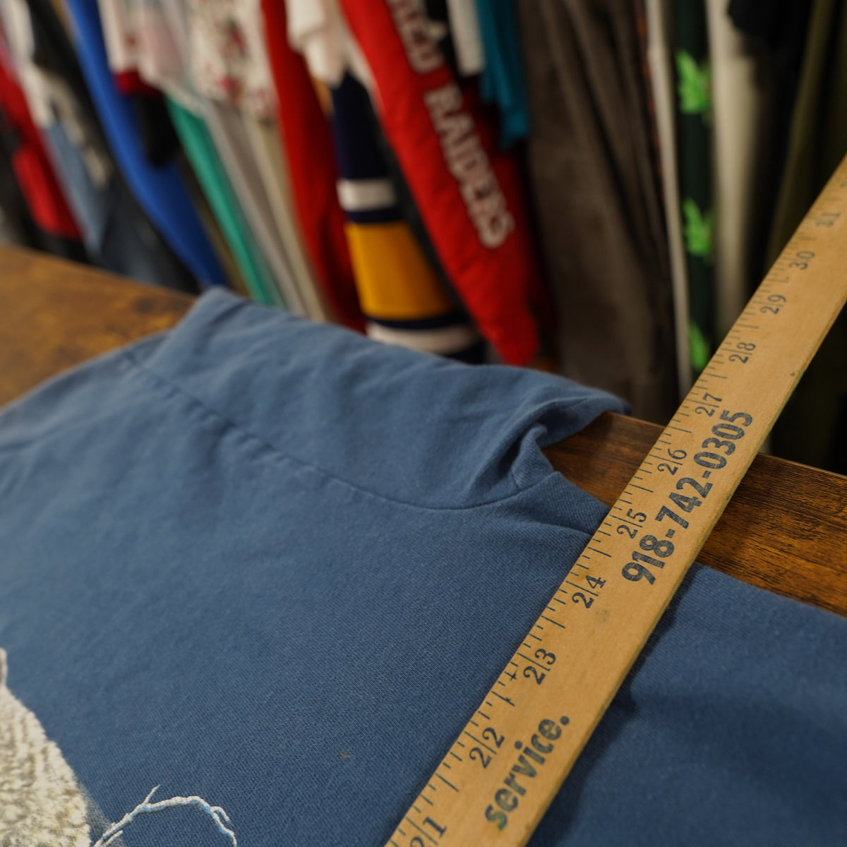 (XXL) Vintage Hanes Beefy-T Alaska Wolf Wildlife Graphic T-Shirt Blue 2XL Mens